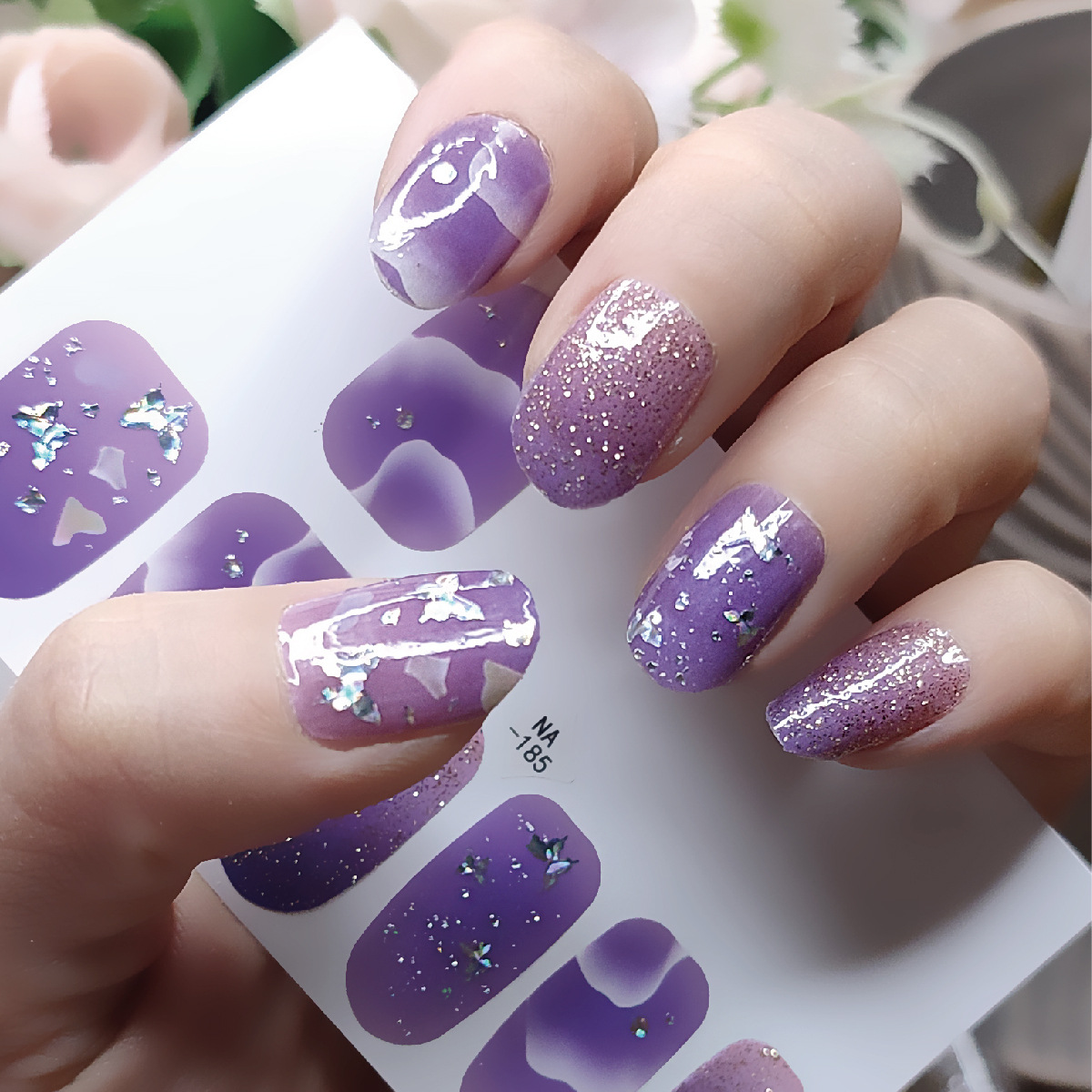 Cross-border Butterfly series nail stickers full stickers 3D gilding gradient finished Nail Polish film stickers foreign trade wear nail stickers