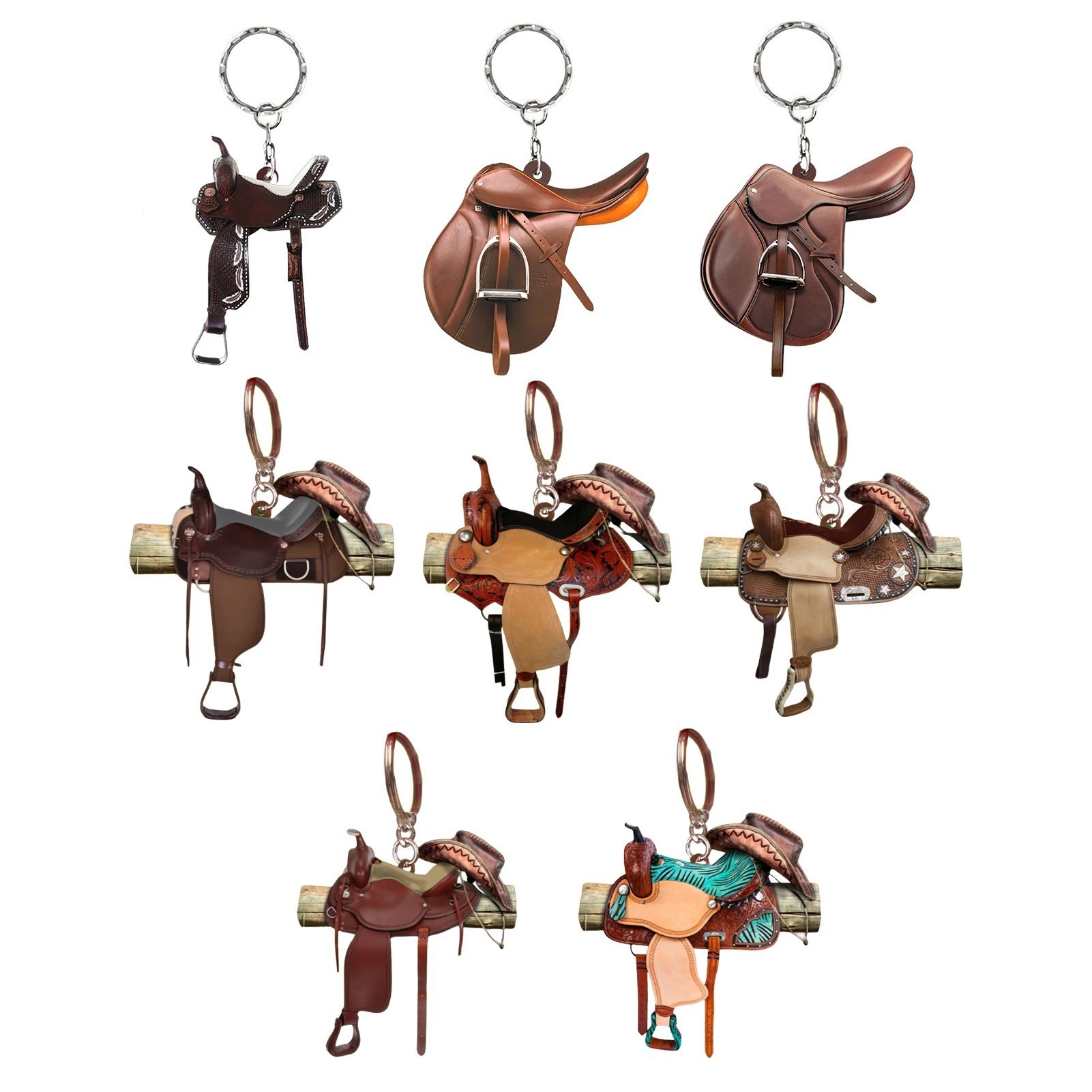 Saddle acrylic Keychain cross-border new Western cowboy Saddle Keychain pendant pendant