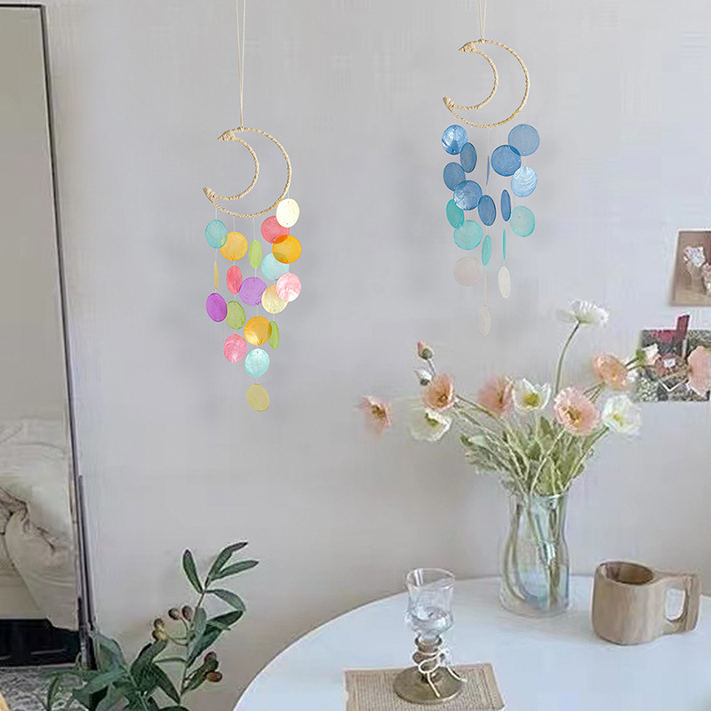 INS wind natural shell wind chime children's room bedroom wind chime small pendant photography photo props birthday gift