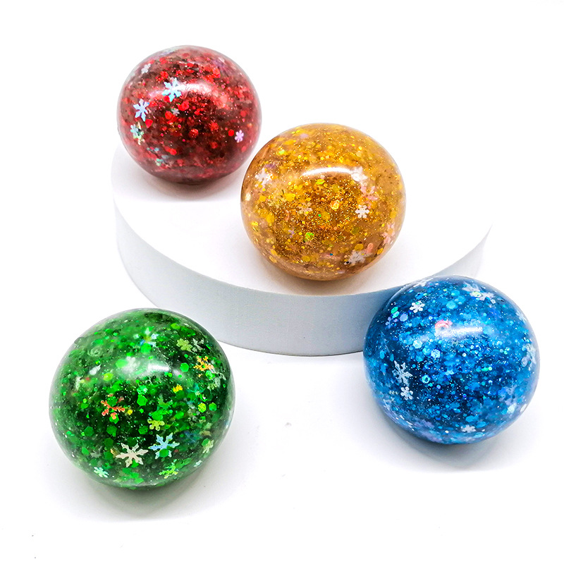 Cross-border new Christmas snowflake ball pinch Music soft glue sequins pectin slow rebound vent ball decompression toy