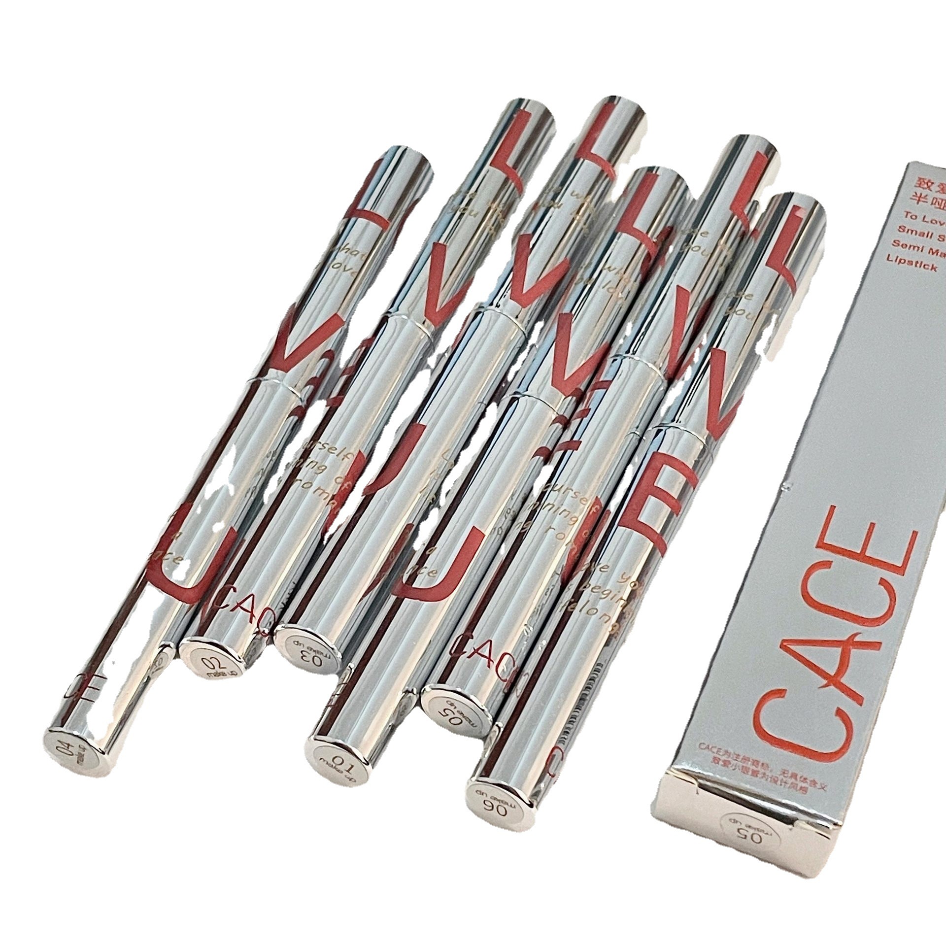 CACE love small silver tube lipstick semi-matte non-pull dry makeup lip glaze autumn and winter New cheap one-piece delivery