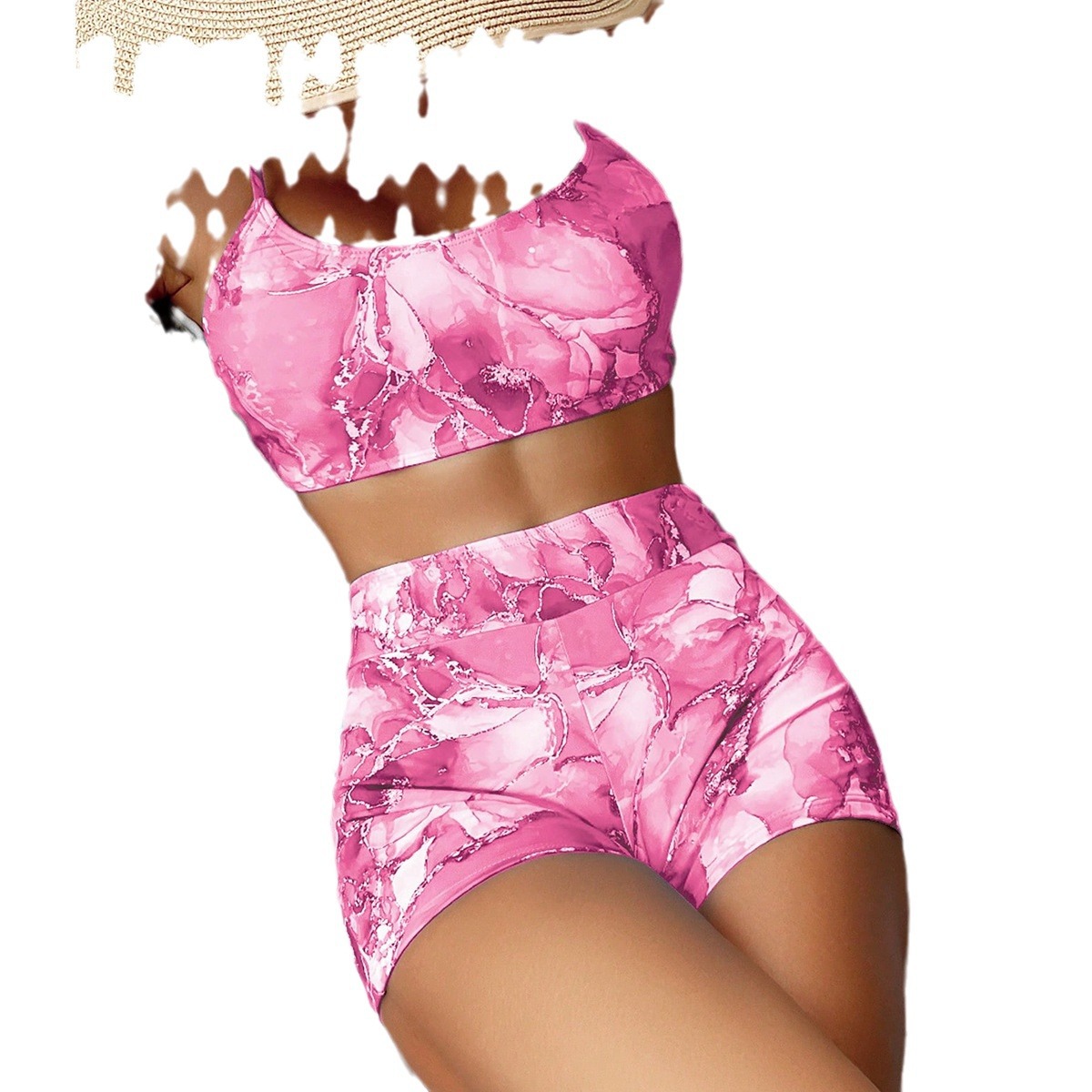2025 European and American Foreign Trade Swimsuit Women's Tie-Dye Split Two-piece Printed Bikini Bikini Cross-border Swimsuit
