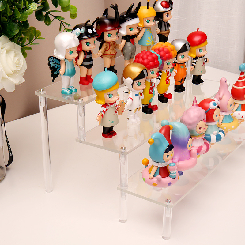 Acrylic Three-layer Handmade Doll Bubble Mart Doll Jasmine Cosmetics Trapezoidal Wallet Jewelry Display Stand