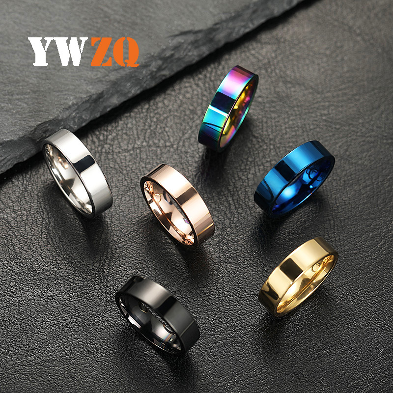 Cross-border stainless steel ring jewelry 6mm inner ball outer flat personality bright titanium steel couple ring female niche manufacturers