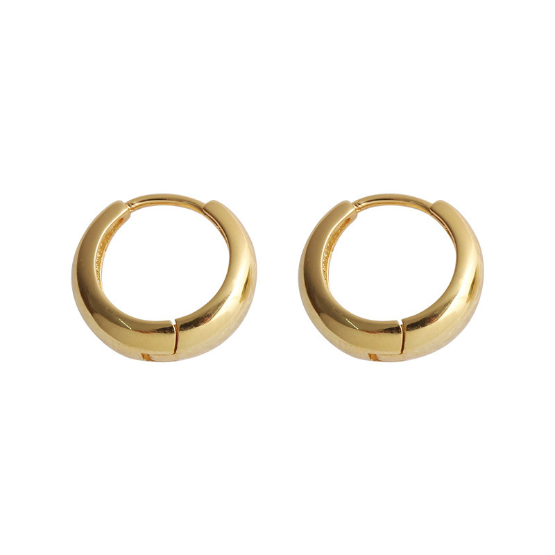 Plain ring earrings 925 silver needle women's simple elegant ins cold style niche hip hop European and American circle fashion Men's earrings