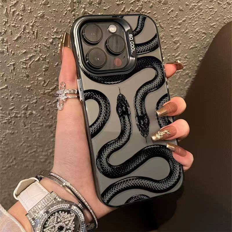 New Dark Personality Snake Metal Keys for Apple 16Pro Mobile Phone Case 12Pro Max Frosted 11 Hard Shell