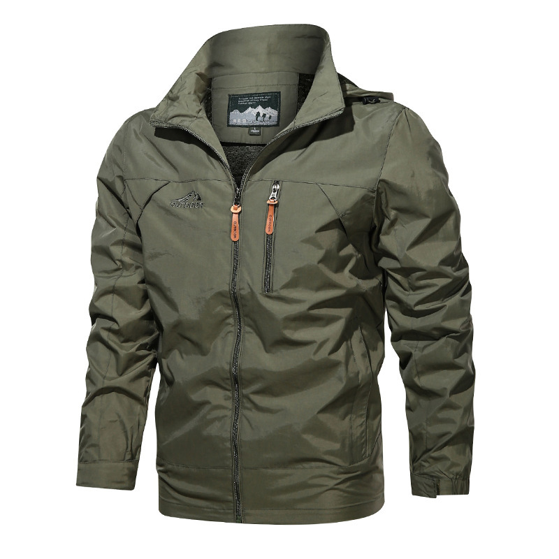 2022 new autumn and winter plus size fleece-lined jacket men's warm windproof waterproof outdoor hooded jacket men's jacket