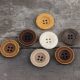 Yellow imitation wood grain wide edge resin button khaki off-white yellow curry dark brown black curry vintage button