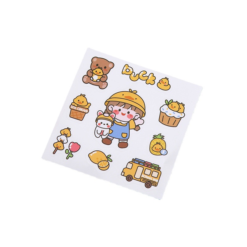 Korean ins Cute Sticker Cartoon Thermos Sticker Creative Hand Account Mobile Phone Sticker Student Water Cup Transparent PVC Sticker