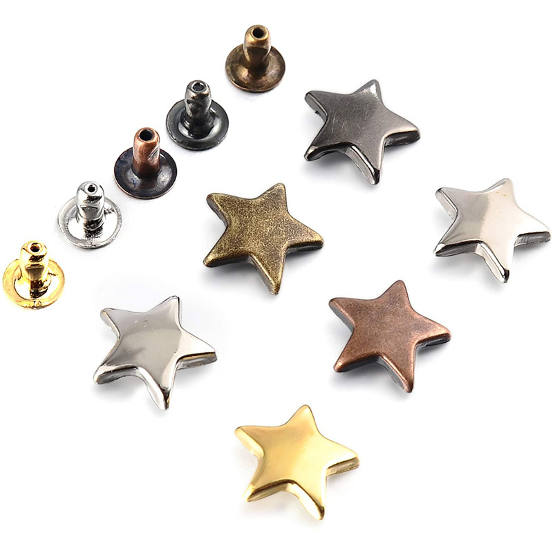Cross-border spot 200 sets of 5-color star single-sided rivet + tool set box leather denim staple nail cap rivet buckle