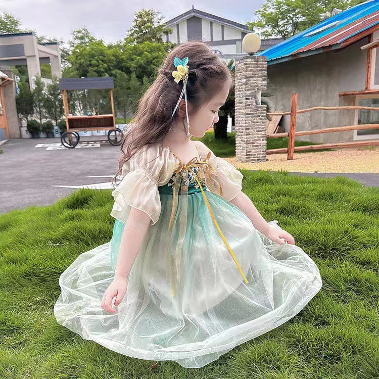 Girls' Summer Ancient Clothing Hanfu Super Fairy 2023 New Children's Princess Style Dress Chinese Style Baby Dress for Summer