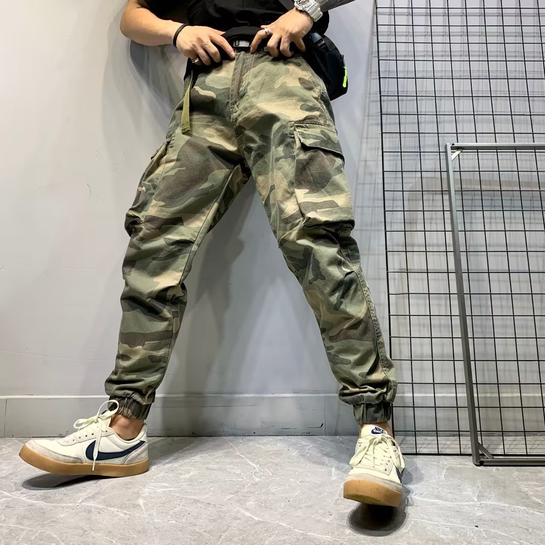 2024 casual pants men's overalls trousers fashionable mid-waist fashion fashion brand Youth popular loose fashion New