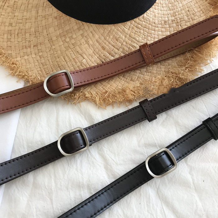 New Belt Women's Vintage Fashion All-match Dress Jeans Decorative Belt Smooth Buckle Korean Women's Thin Belt