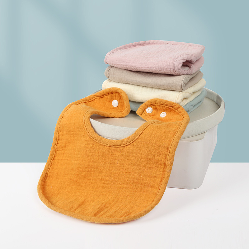 Amazon cross-border baby cotton gauze bib saliva towel waterproof men's and women's scarf children autumn and winter days peas velvet