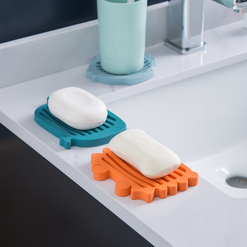 Nordic style silicone soap box soap box bathroom household draining box tray creative bathroom light luxury style soap tray