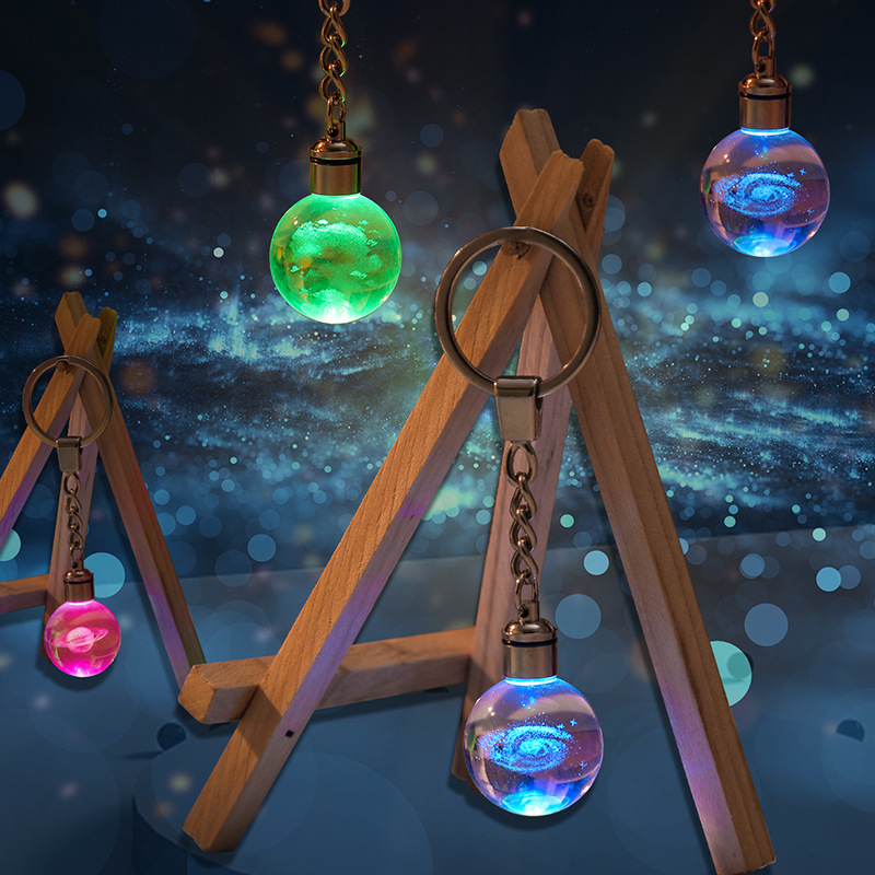 Transparent Luminous Crystal Inner Carving Keychain Activities Small Gift Creative Personality Backpack Keychain Hanging Gifts