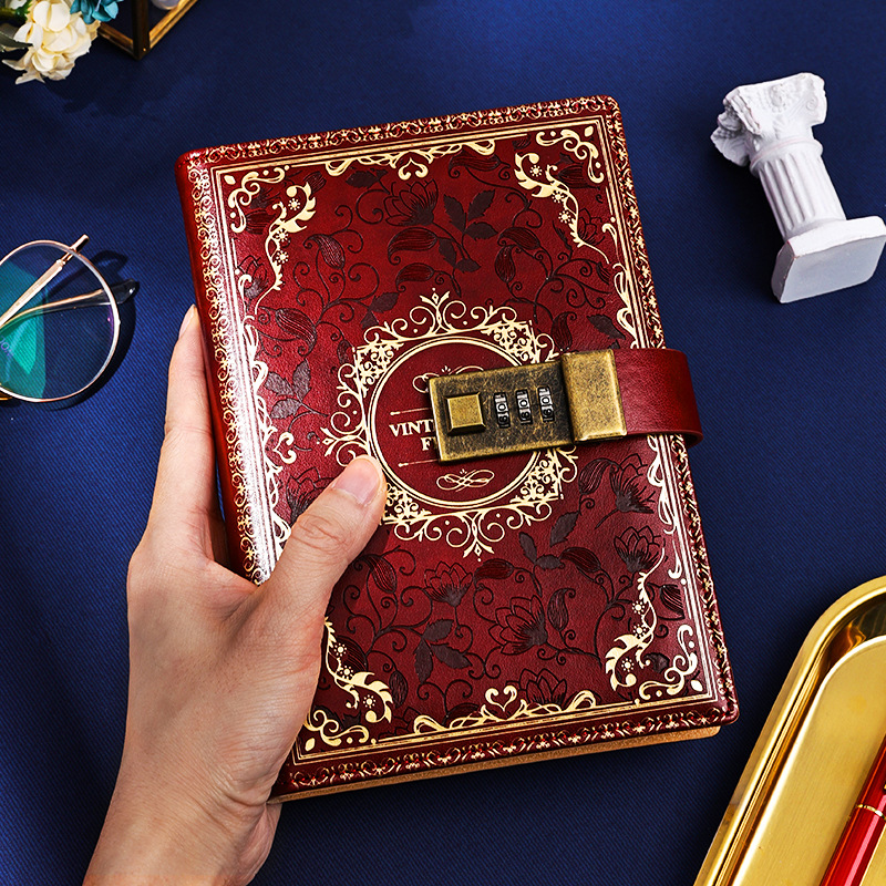 Cross-border wholesale B6 vintage password book with lock diary book creative hand book student notepad stationery notebook