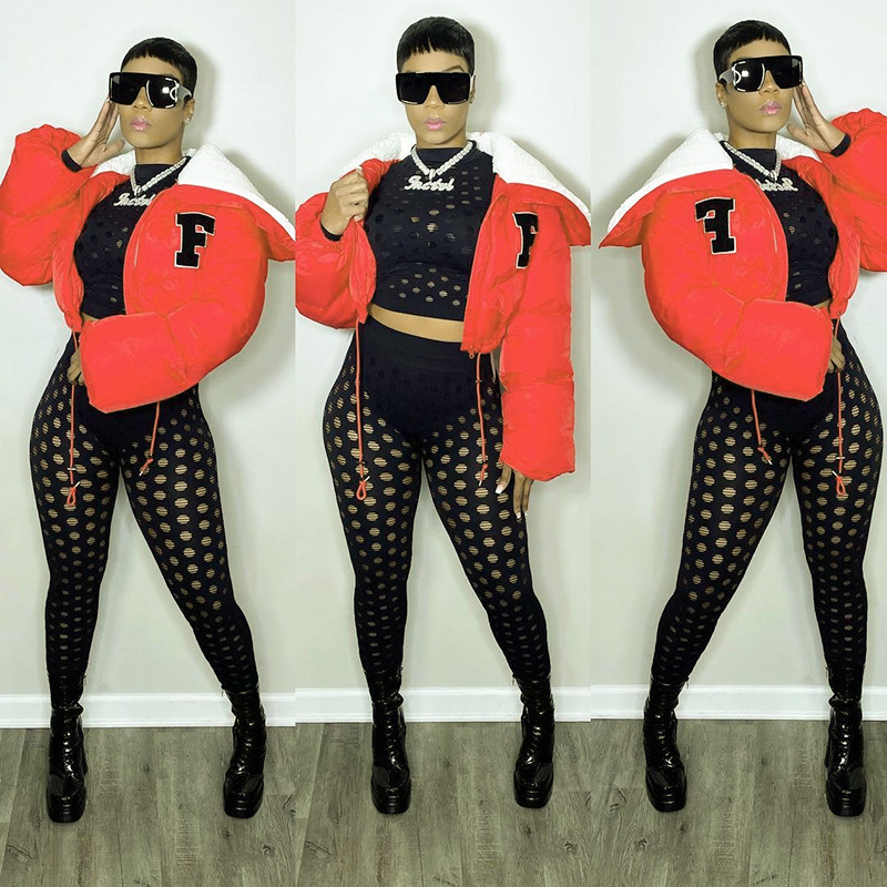 Q22TP392 European and American women's clothing 2022 autumn and winter New Fashion solid color embroidery North American small stand collar casual cot_voghion.com