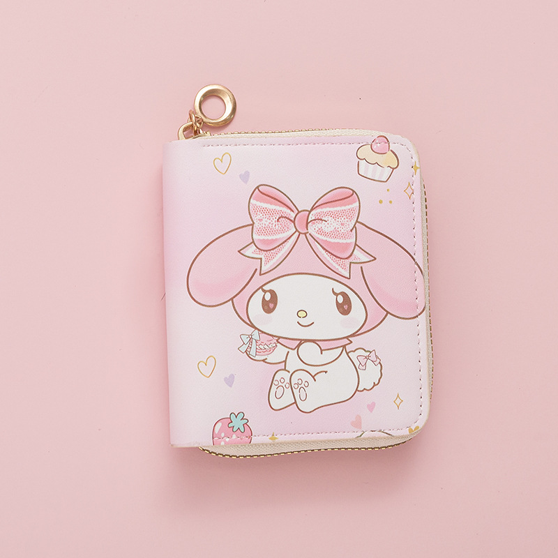 New Fashion Cute Small Fresh Print Coin Purse Cartoon Animation Female Student Short Zipper Money Bag Cross-border
