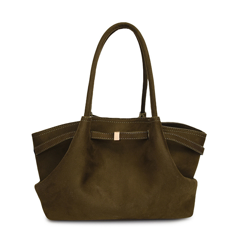 Cross-border large-capacity frosted tote bag 2025 pleated retro Deme.llier wing bag shoulder underarm bag