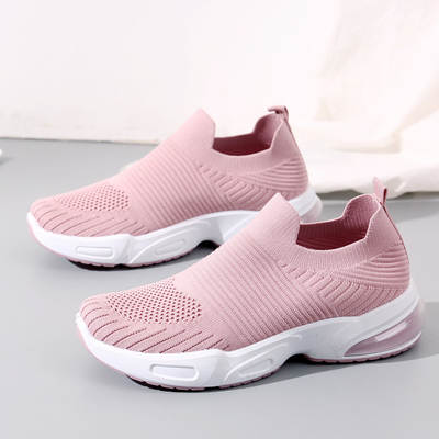 Foreign Trade Women's Shoes 2023 New Style Slip-on Large Size Single-layer Shoes Flat Casual Sneakers Women's Breathable Fly-woven Mesh Shoes