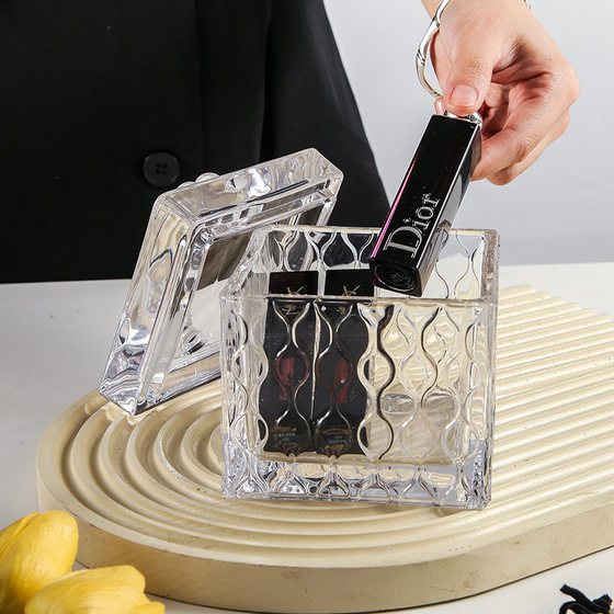 Green Classic European-style embossed shell drop-shaped glass storage tank with lid coarse cereals tank jewelry storage and finishing tank