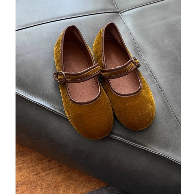 Kindergarten baby autumn all-match velvet Velcro cloth shoes autumn single shoes girls spring and autumn Western style soft bottom shoes 1