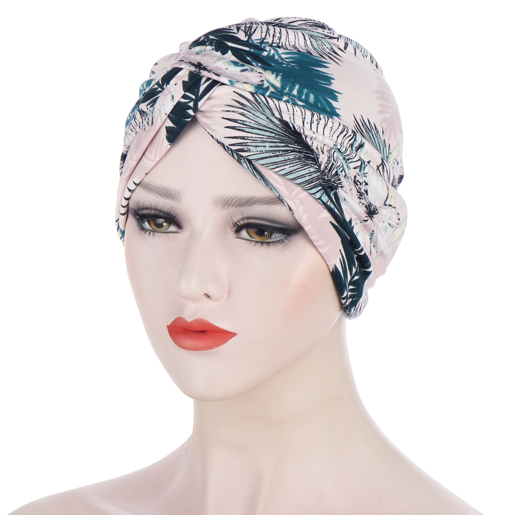 AliExpress New Flower Cloth Twisted Tapes Hat Baking Hat Printed Leopard Print Muslim Tapes Hat Baking Hat