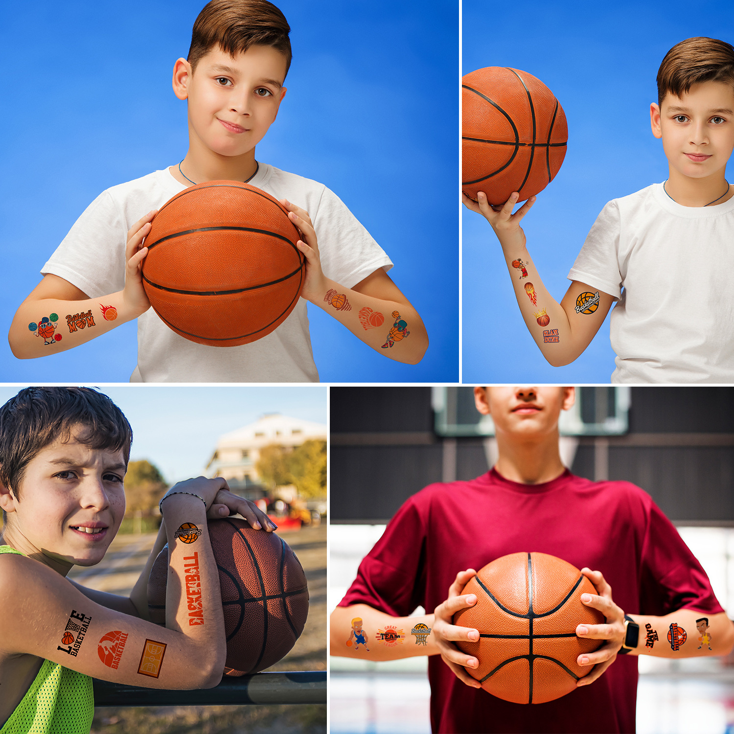 Cross-border new children's cartoon basketball tattoo stickers waterproof NBA World Cup fans party Carnival temporary stickers
