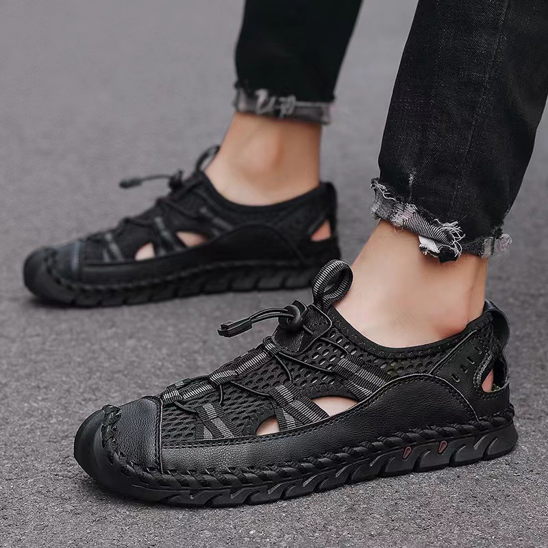 New Men's Sandals Fashion Men's Outdoor Sports Sandals Casual Breathable Leather Beach Shoes Men's