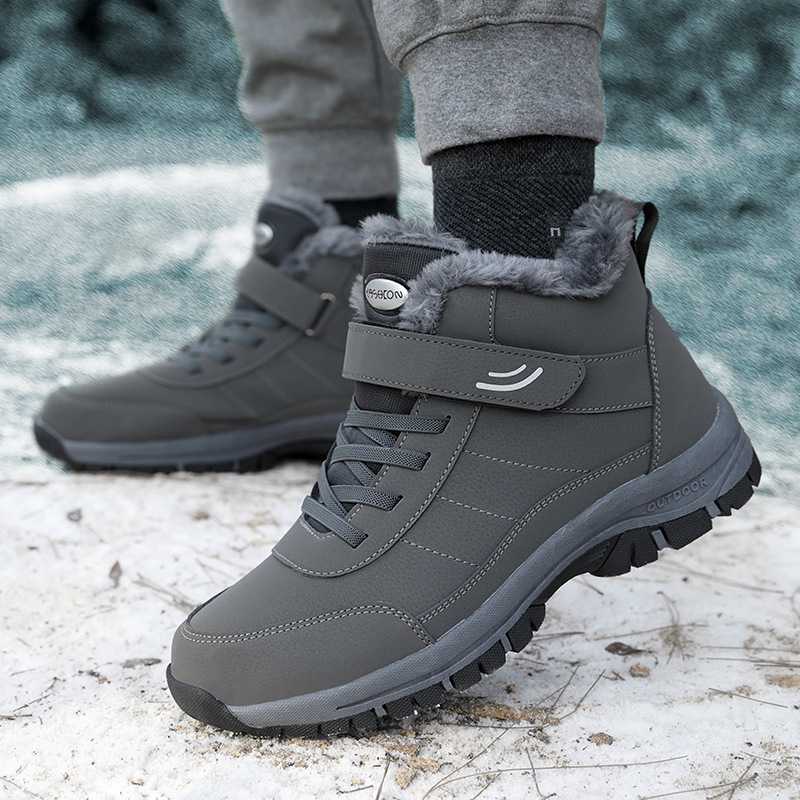 New old men's shoes autumn and winter high-top fleece-lined thick cotton shoes sports non-slip walking shoes mother snow boots couple