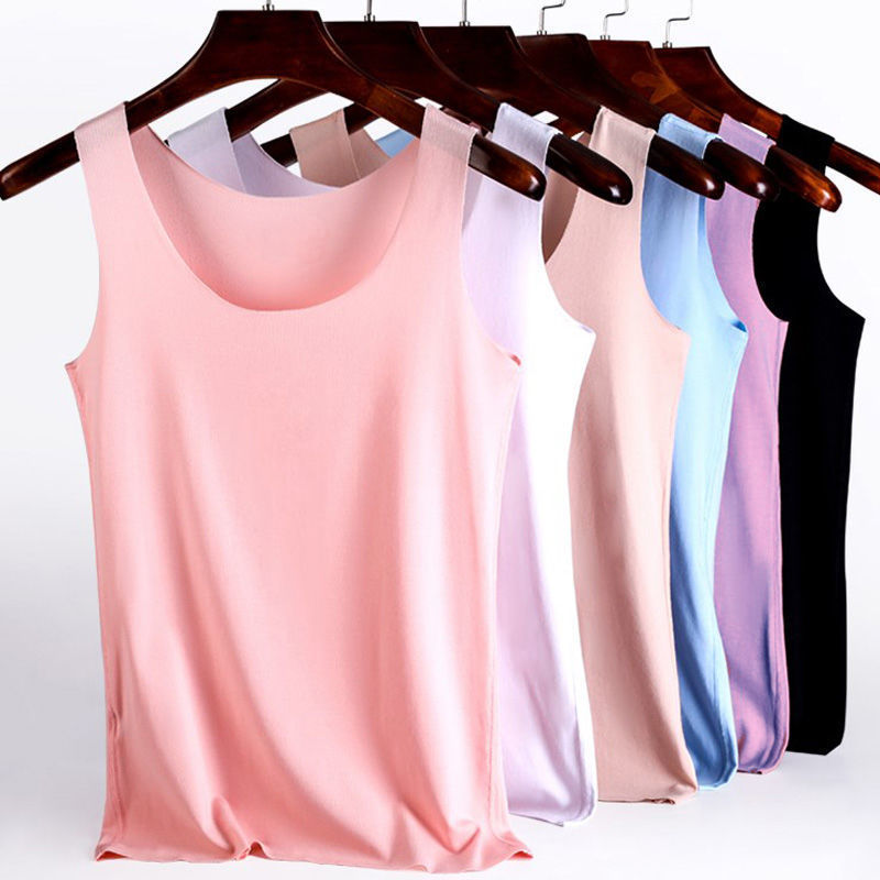 [Factory Outlet] Seamless Ice Silk Camisole Women's Base Single Wear Thin All-match Large Size Spring and Summer Outer Wear Sleeveless