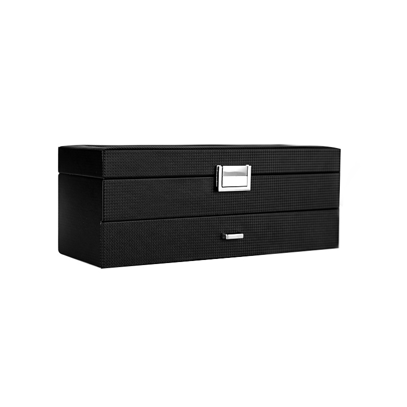 Watch Box Jewelry Carbon Fiber PU Double Layer 6 Table Storage Box Cufflink Box Multi-Purpose Storage Box Watch Storage Box