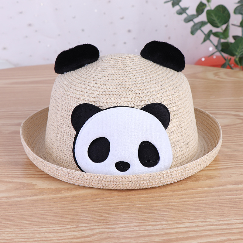 Spring and summer new curling straw hat men and women cartoon shape travel panda hat Korean tourist attractions hat wholesale