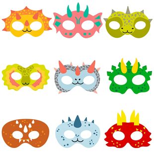 Cross-border spot Dinosaur paper mask theme cartoon DIY children's party performance props decorative mask wholesale
