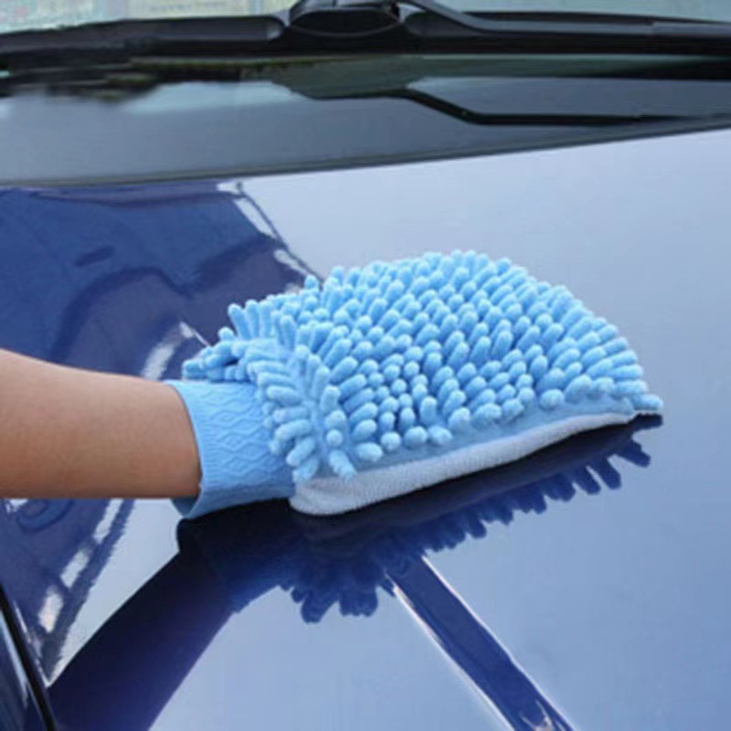 Car double-sided car wash chenille coral cleaning gloves double-sided chenille car supplies