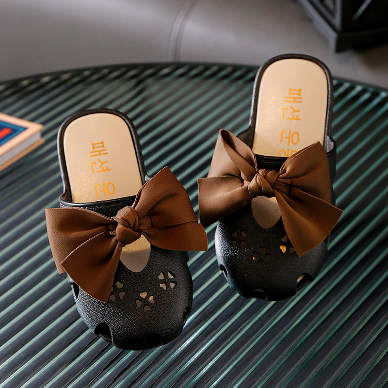 Children's Slippers Summer Girl's Bow Princess Baotou Outer Wear Girl's Fashion Home Soft Bottom Sandals for Baby