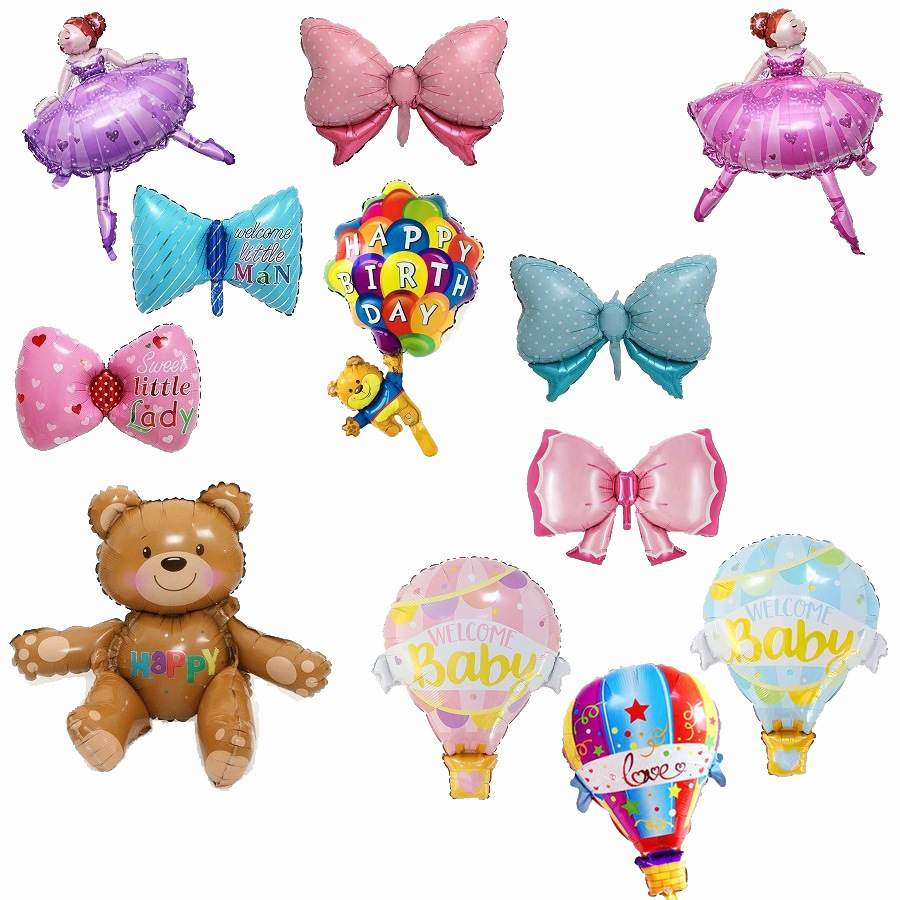 Baby Year Old Girl Polka Bow Ballet 3D Trojan Horse Bear Balloon Birthday Party Decoration