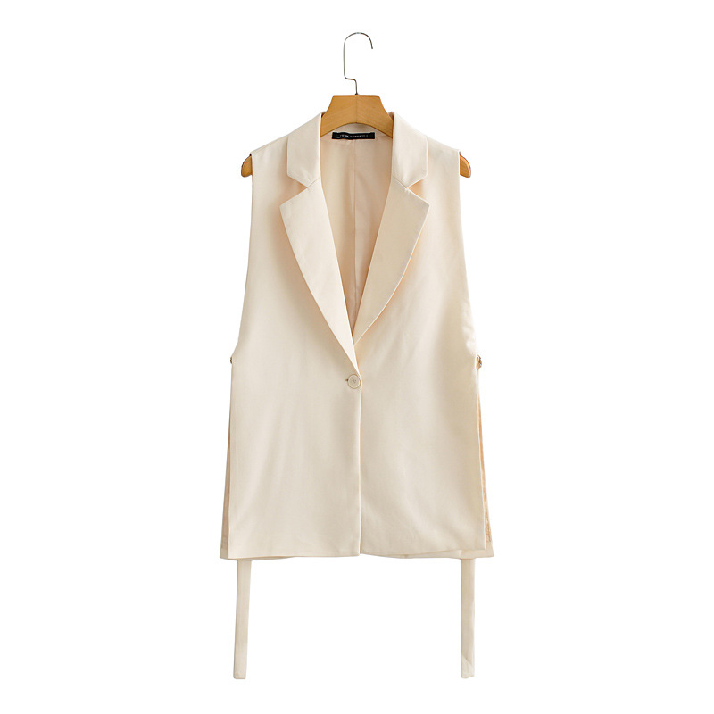 2022 Autumn New European and American solid color lace decorative split single buckle vest suit vest