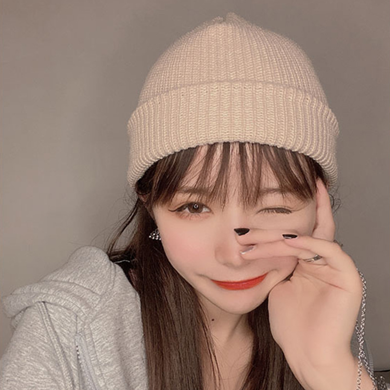 Autumn and Winter New Korean Style Candy Color Wool Knitted Hat Warm Couple Pullover Cap Student Guapi Hat Women's Customization