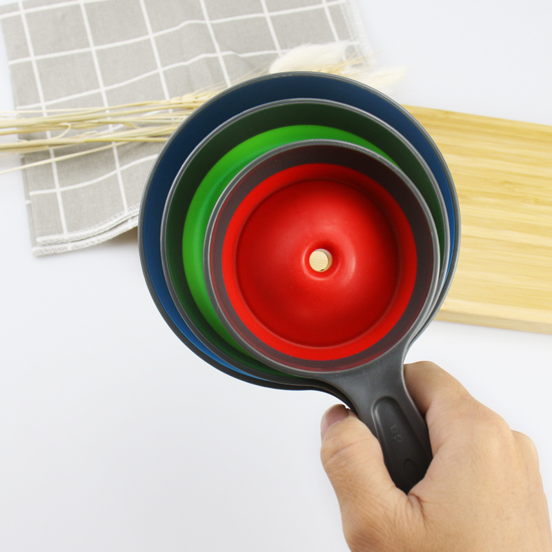 Spot wide mouth thin mouth folding plastic funnel three-piece set jam funnel oil leak three-piece kitchen tools