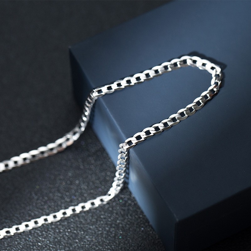 Explosive cross-border S925 sterling silver Cuban chain men's necklace car flower side chain hip hop cold wind clavicle chain women