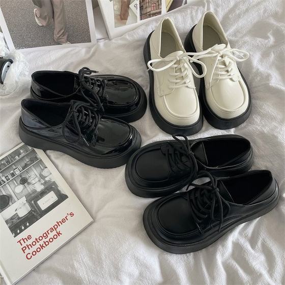 British style Mary Jane shoes 2023 Spring and Autumn new black lace-up small leather shoes women's Japanese PU leather loafers for women