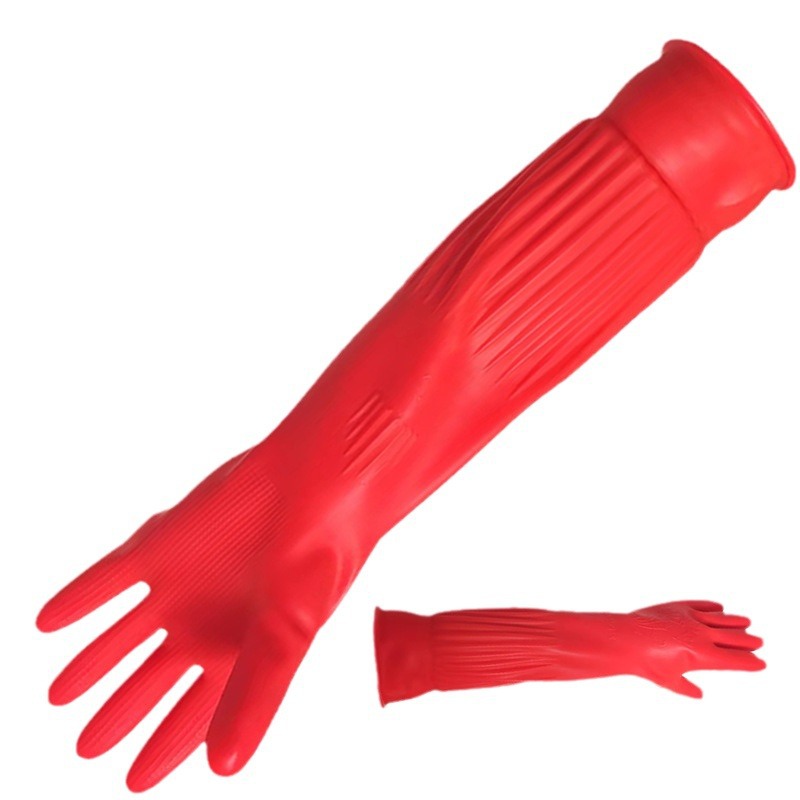 Eternal brand 38cm45cm extended household latex gloves durable non-slip waterproof thickened ladies dishwashing gloves