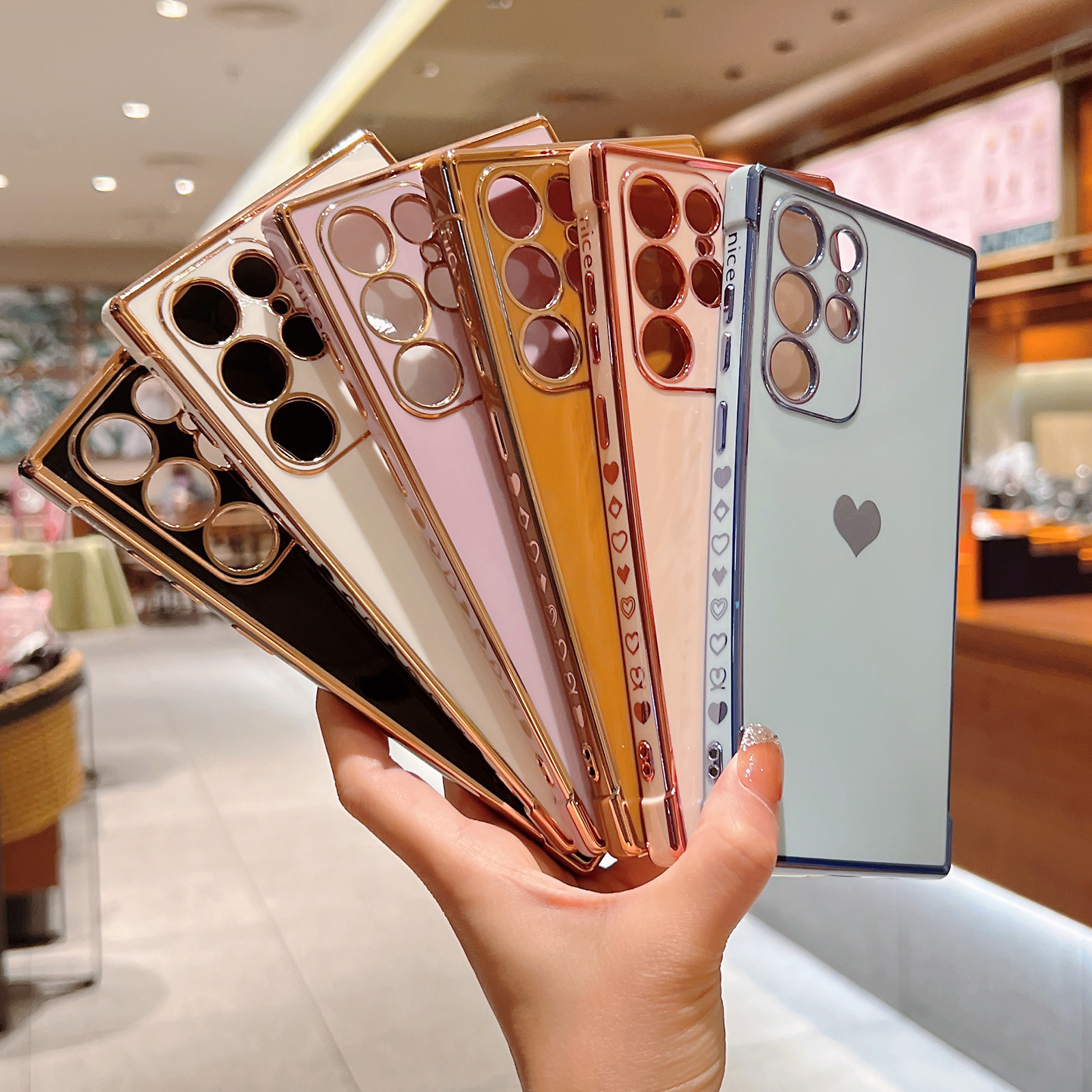 For Samsung S25ULTRA Electroplated Laser Carving Phone Case A16 Side Love Anti-Drop S24FE All-Covered Protective Cover