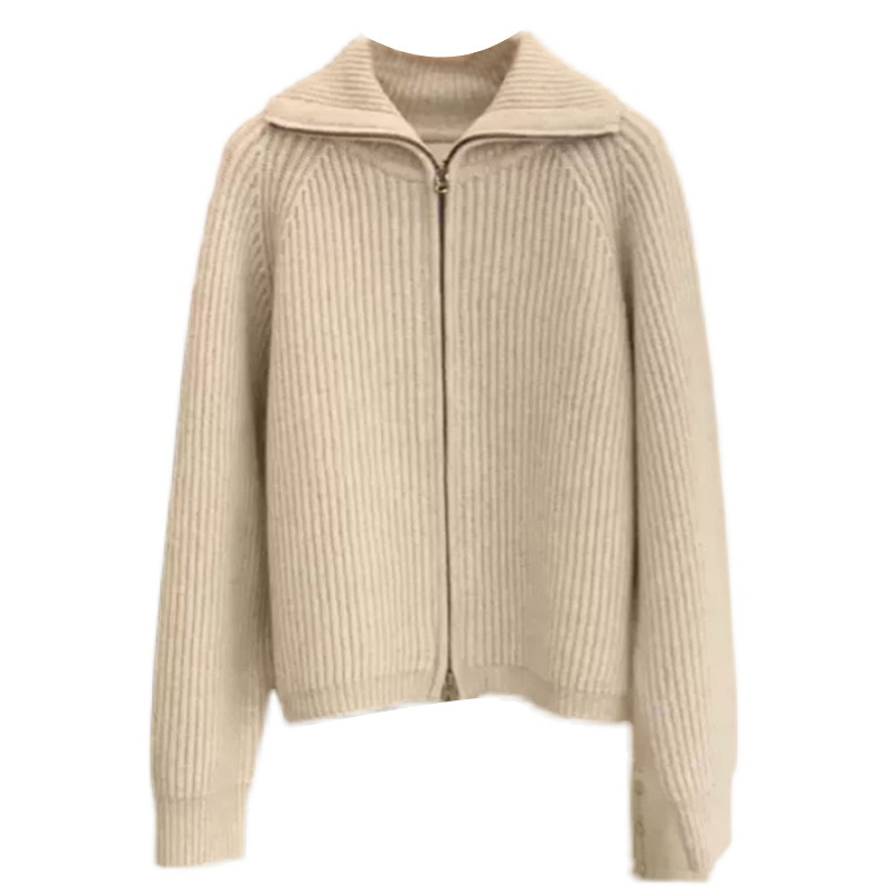 Spring and Autumn Lazy Style 2024 New Knitted Zipper Cardigan Korean-style All-match Jacket Internet Popular Loose Gentle Sweater for Women