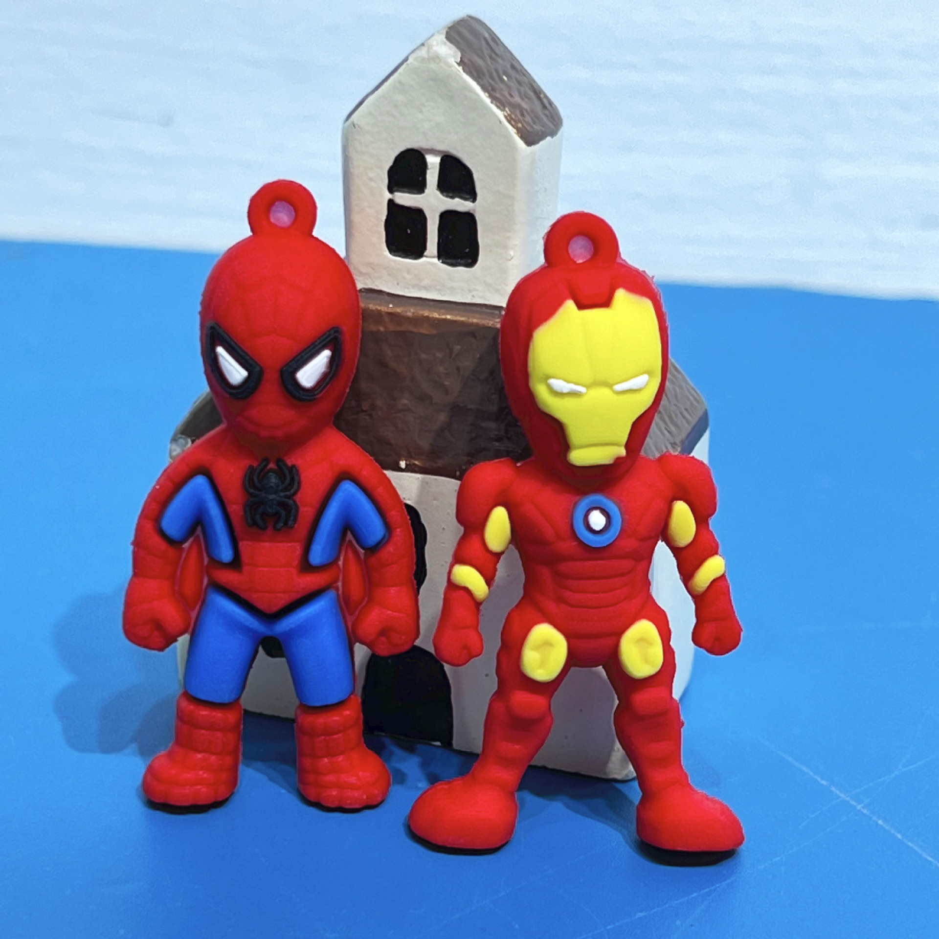 Cartoon Q version Avengers Spider-Man Iron Man Captain America Doll Keychain Pendant Blind Box Gift
