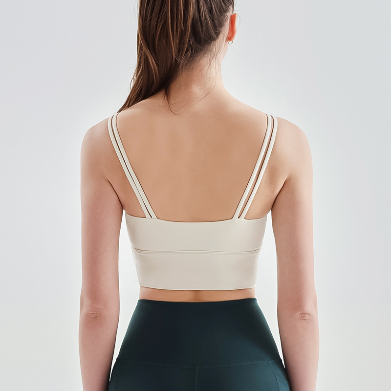 Summer new cloud sense yoga bra one-piece fixed Cup double shoulder strap camisole beauty back sports underwear