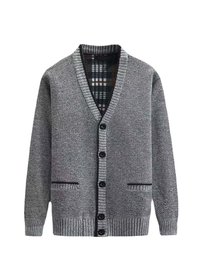 One-piece delivery winter middle-aged men's fleece-lined sweater cardigan thickened V-neck middle-aged and elderly dad knitted coat