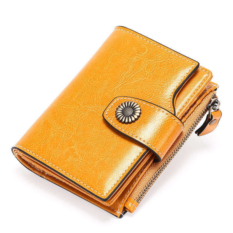 RFID women's short wallet Korean-style fashion buckle clutch girls' change multifunctional card holder in stock wholesale
